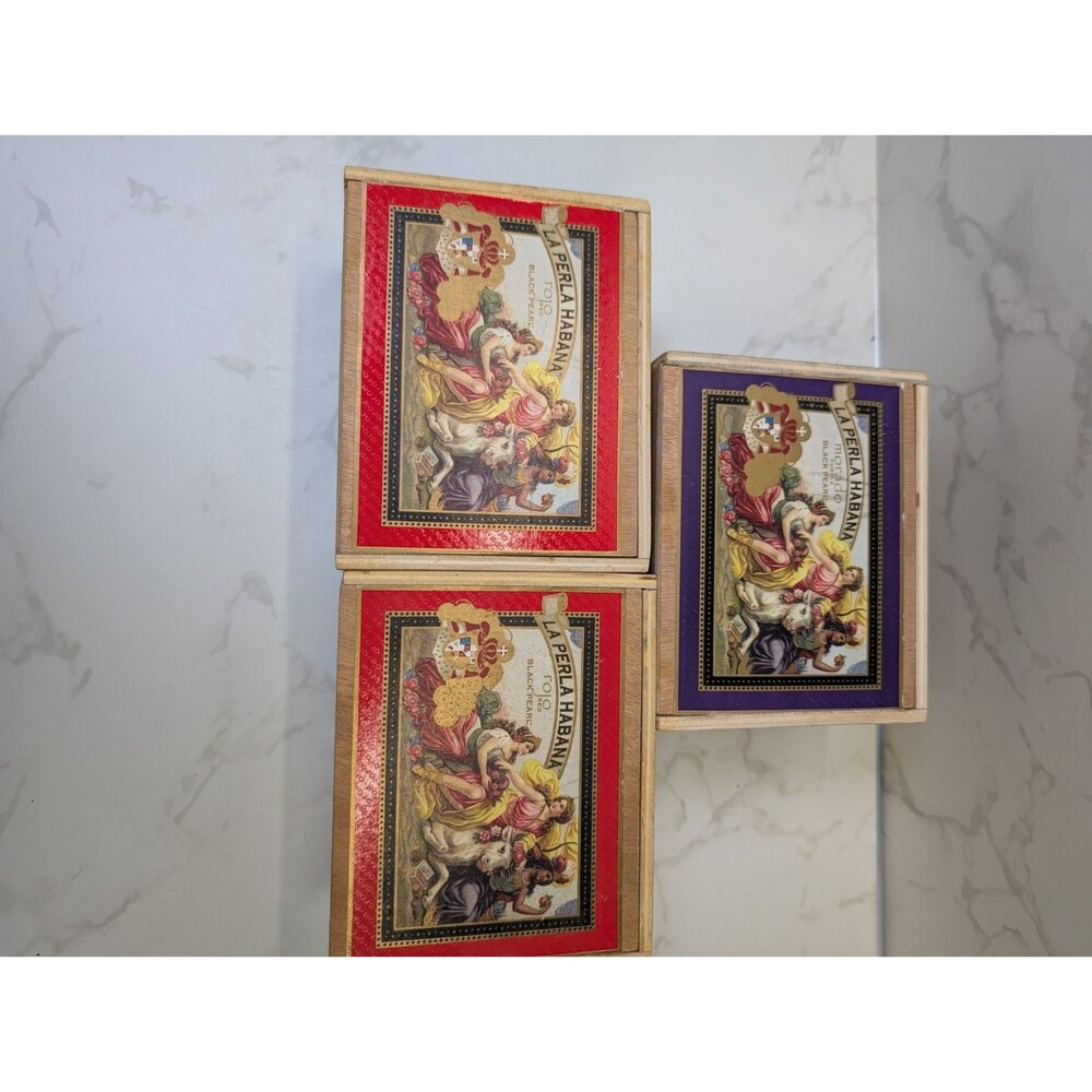 La Perla Cigar Box Lot 3 Rojo Morado Wood Boxes Robusto